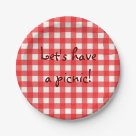 Classic Cafe Red Gingham Picnic Pappteller