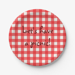 Classic Cafe Red Gingham Picnic Pappteller