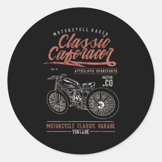 Classic Caferacer Runder Aufkleber (Vorderseite)