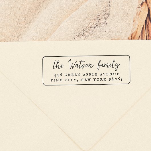 Classic Caligraphy Family Framed Return Address Gummistempel