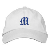 Classic Calligraphy Blue Monogram Bestickte Kappe (Vorderseite)