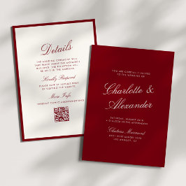 Classic Calligraphy Deep Red Old Money Wedding Einladung