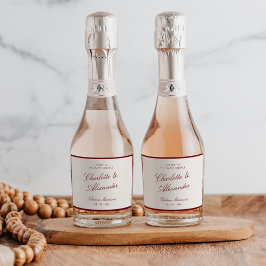 Classic Calligraphy Deep Red Old Money Wedding Schaumweinetikett