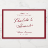 Classic Calligraphy Deep Red Old Money Wedding Schaumweinetikett (Einzelnes Label)