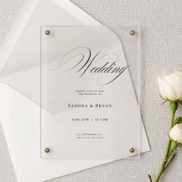 Classic Calligraphy Elegant Wedding Acryleinladungen