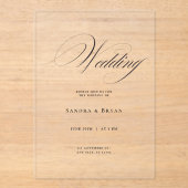 Classic Calligraphy Elegant Wedding Acryleinladungen (Vorderseite)