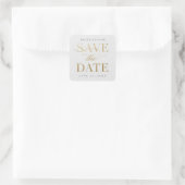 Classic Calligraphy Gold Save the Date Quadratischer Aufkleber (Tasche)
