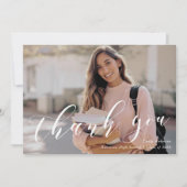 Classic Calligraphy Graduation Photo Dankeskarte (Vorderseite)