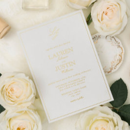 Classic Calligraphy Monogram Wedding Gold Folieneinladung