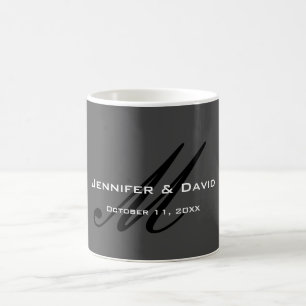 Classic Calligraphy Monogram Wedding Gray Kaffeetasse