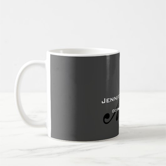 Classic Calligraphy Monogram Wedding Gray Kaffeetasse (Links)
