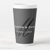Classic Calligraphy Monogram Wedding Gray Milchtasse (Vorderseite)