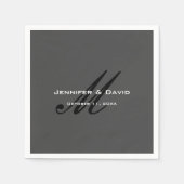 Classic Calligraphy Monogram Wedding Gray Serviette (Vorderseite)