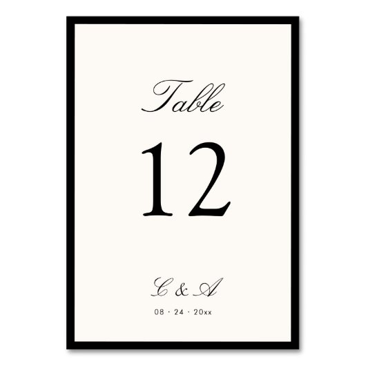 Classic Calligraphy Old Money Tischnummer (Rückseite)