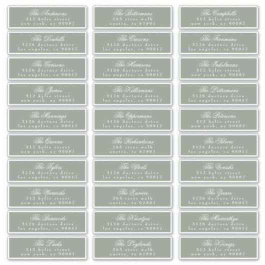 Classic Calligraphy Sage Green Guest Address-Label Aufkleber (Vorderseite)