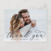 Classic Calligraphy Script Wedding Foto Vielen Dan Postkarte (Vorderseite)