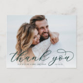 Classic Calligraphy Script Wedding Foto Vielen Dan Postkarte (Vorderseite)