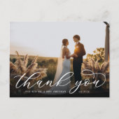 Classic Calligraphy Script Wedding Foto Vielen Dan Postkarte (Vorderseite)
