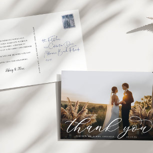 Classic Calligraphy Script Wedding Foto Vielen Dan Postkarte