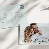 Classic Calligraphy Script Wedding Foto Vielen Dan Postkarte