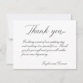 Classic Calligraphy Wedding Dankeschön Card Dankeskarte (Vorderseite)