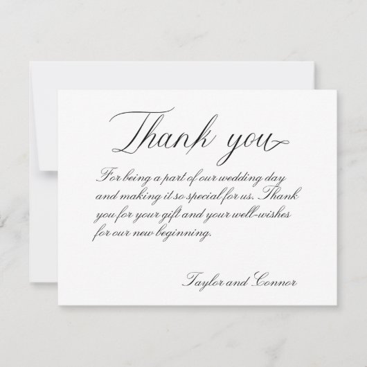 Classic Calligraphy Wedding Dankeschön Card Dankeskarte (Vorderseite)