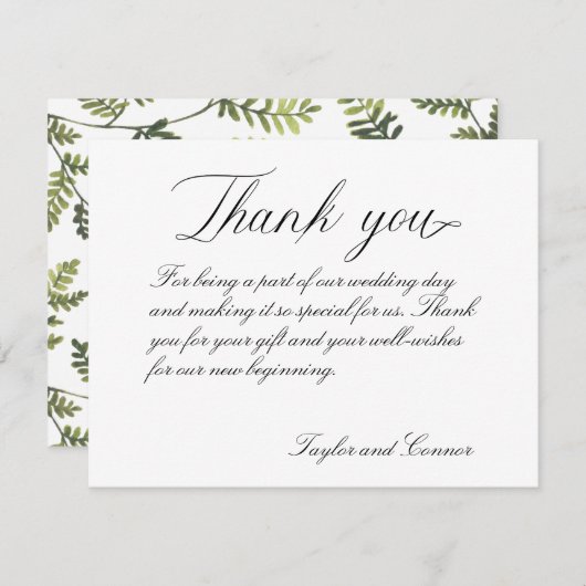 Classic Calligraphy Wedding Dankeschön Card Dankeskarte (Vorne/Hinten)