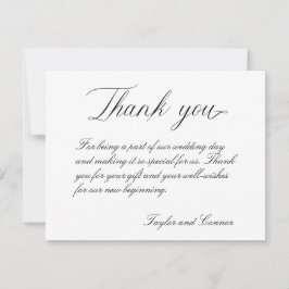 Classic Calligraphy Wedding Dankeschön Card Dankeskarte