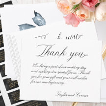 Classic Calligraphy Wedding Dankeschön Card