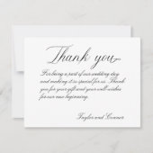 Classic Calligraphy Wedding Dankeschön Card Dankeskarte (Vorderseite)