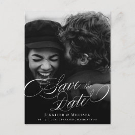 Classic Calligraphy Wedding Elegant Save the Date Ankündigungspostkarte