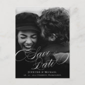Classic Calligraphy Wedding Elegant Save the Date Ankündigungspostkarte (Vorderseite)