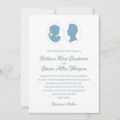 Classic Cameo Regency Blue Wedding Einladung (Vorderseite)