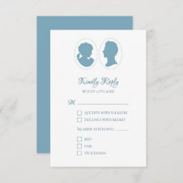 Classic Cameo Regency Blue Wedding RSVP Karte