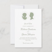 Classic Cameo Regency Green Wedding Save The Date (Vorderseite)