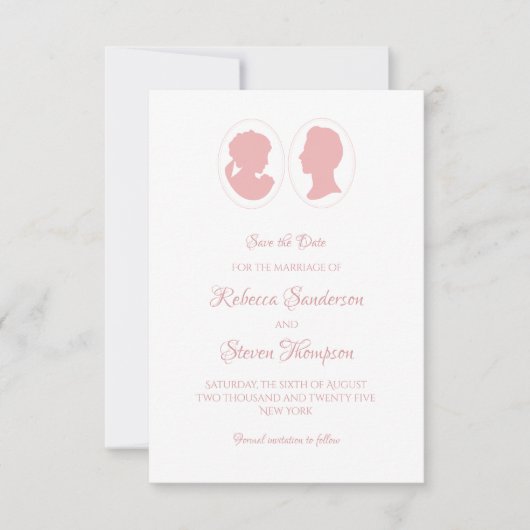 Classic Cameo Regency Pink Wedding Save The Date (Vorderseite)