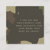 Classic Camouflage Military Style Green & Brown Quadratische Visitenkarte (Rückseite)