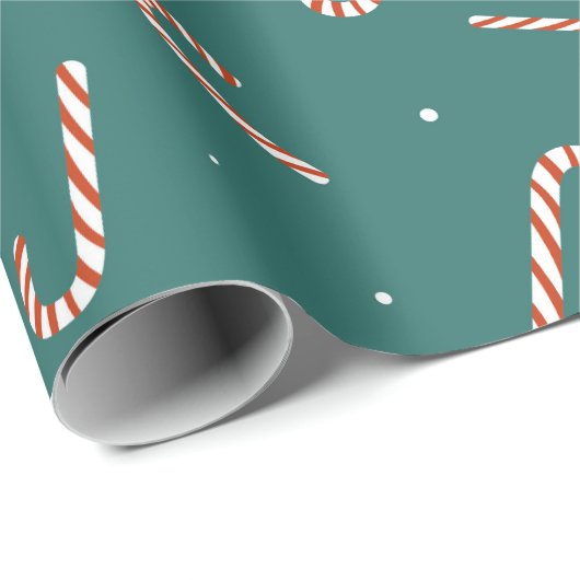 Classic Candy Cane & Green Geschenkpapier (Rolleneckpunkt)