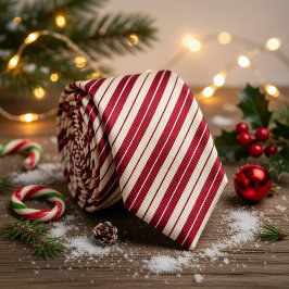 Classic Candy Cane Red & White Diagonal Striped Krawatte