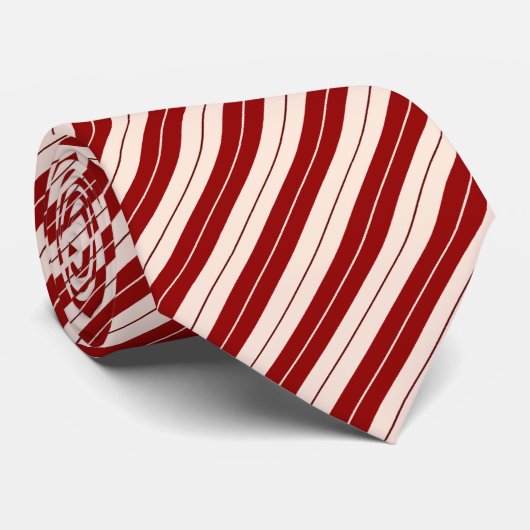 Classic Candy Cane Red & White Diagonal Striped Krawatte (Gerollt)