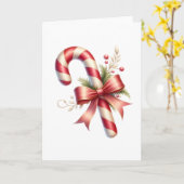 Classic Candy Cane with Red Satin Bow and Greenery Karte (Gelbe Blume)