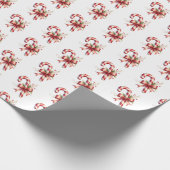 Classic Candy Cane with Red Satin Bow Christmas Geschenkpapier (Ecke)