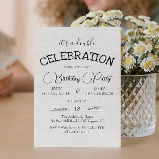 Classic Canva Double Birthday Party Einladung