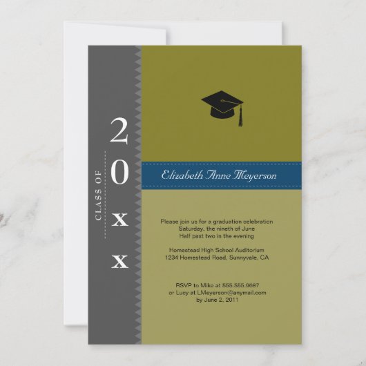 Classic Cap: Grau und Blau Einladung (Vorderseite)