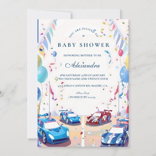 Classic Car Baby Celebration Einladung (Vorderseite)