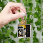 Classic Car Black Krawatte und Schwanz mit Namen Schlüsselanhänger (Hand)