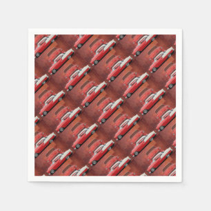 Classic Car Chevy Bel Air Dodge Red White Vintag Serviette