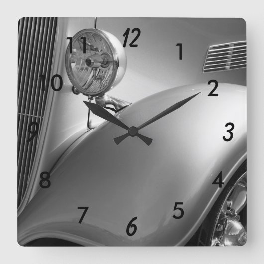 Classic Car Clock Quadratische Wanduhr (Vorderseite)
