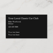 Classic Car Club Business Cards Einzigartig Visitenkarte (Rückseite)