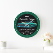 Classic Car Garage Dad's or Anyone's Name Green   Große Wanduhr (Zuhause)